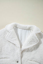 Load image into Gallery viewer, Beige Faux Fur Button Pocketed Lapel Collar Jacket - Fashion Queen -  9
