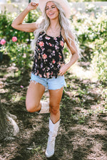 Load image into Gallery viewer, Beige Floral Spaghetti Straps Strappy Back Tank Top - Fashion Queen -  12
