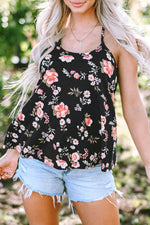 Load image into Gallery viewer, Beige Floral Spaghetti Straps Strappy Back Tank Top - Fashion Queen -  13

