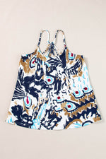 Load image into Gallery viewer, Beige Floral Spaghetti Straps Strappy Back Tank Top - Fashion Queen -  2
