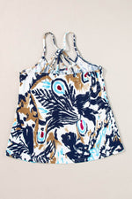 Load image into Gallery viewer, Beige Floral Spaghetti Straps Strappy Back Tank Top - Fashion Queen -  3
