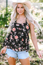 Load image into Gallery viewer, Beige Floral Spaghetti Straps Strappy Back Tank Top - Fashion Queen -  4

