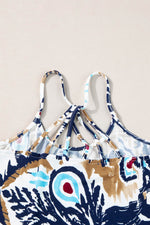 Load image into Gallery viewer, Beige Floral Spaghetti Straps Strappy Back Tank Top - Fashion Queen -  8
