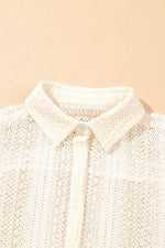 Load image into Gallery viewer, Beige Lace Crochet Collared Tunic Oversized Shirt - Fashion Queen -  6
