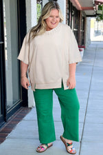 Load image into Gallery viewer, Beige Pearl Decor Crew Neck Half Sleeve Plus Size T Shirt - Fashion Queen -  11
