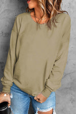 Load image into Gallery viewer, Beige Plain Crew Neck Pullover Sweatshirt - Fashion Queen -  7
