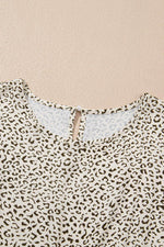 Load image into Gallery viewer, Beige Plus Size Leopard Print Frill Trim Short Sleeve Flared Dress - Fashion Queen -  17
