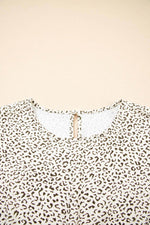 Load image into Gallery viewer, Beige Plus Size Leopard Print Frill Trim Short Sleeve Flared Dress - Fashion Queen -  9
