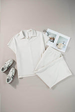 Load image into Gallery viewer, Beige Plus Size Textured Collared Top and Pants Set - Fashion Queen -  12

