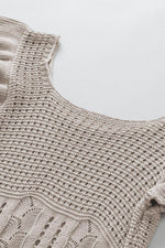 Load image into Gallery viewer, Beige Pointelle Knit Flutter Sleeve Sweater - Fashion Queen -  16
