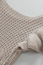 Load image into Gallery viewer, Beige Pointelle Knit Flutter Sleeve Sweater - Fashion Queen -  17
