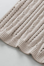 Load image into Gallery viewer, Beige Pointelle Knit Flutter Sleeve Sweater - Fashion Queen -  21
