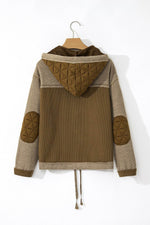 Load image into Gallery viewer, Beige Quilted Textured Patchwork Loose Fit Hooded Jacket - Fashion Queen -  21
