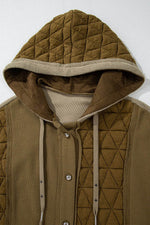 Load image into Gallery viewer, Beige Quilted Textured Patchwork Loose Fit Hooded Jacket - Fashion Queen -  22
