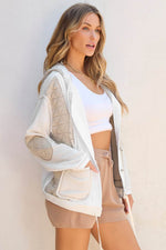 Load image into Gallery viewer, Beige Quilted Textured Patchwork Loose Fit Hooded Jacket - Fashion Queen -  3
