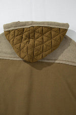 Load image into Gallery viewer, Beige Quilted Textured Patchwork Loose Fit Hooded Jacket - Fashion Queen -  30
