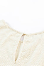 Load image into Gallery viewer, Beige Ribbed Elastic Waist Romper - Fashion Queen -  11
