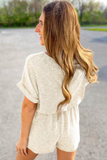 Load image into Gallery viewer, Beige Ribbed Elastic Waist Romper - Fashion Queen -  2
