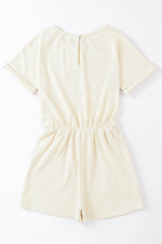 Load image into Gallery viewer, Beige Ribbed Elastic Waist Romper - Fashion Queen -  6
