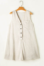 Load image into Gallery viewer, Beige Sleeveless V Neck Buttoned Front Chest Pocket Romper - Fashion Queen -  7
