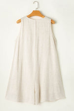 Load image into Gallery viewer, Beige Sleeveless V Neck Buttoned Front Chest Pocket Romper - Fashion Queen -  8
