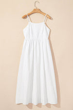 Load image into Gallery viewer, Beige Stripe Spaghetti Strap Pocketed High Waist Maxi Dress - Fashion Queen -  15
