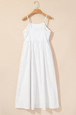 Load image into Gallery viewer, Beige Stripe Spaghetti Strap Pocketed High Waist Maxi Dress - Fashion Queen -  16
