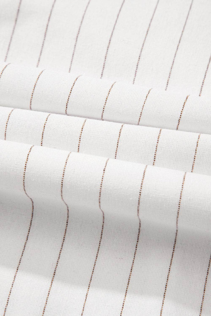 Beige Stripe Spaghetti Strap Pocketed High Waist Maxi Dress - Fashion Queen -  17