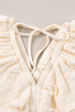 Load image into Gallery viewer, Beige Textured Deep V Neck Cutout Back Mini Dress - Fashion Queen -  7
