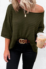Load image into Gallery viewer, Beige Textured Knit Drop Shoulder Short Sleeve Sweater - Fashion Queen -  11
