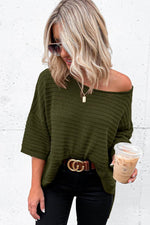 Load image into Gallery viewer, Beige Textured Knit Drop Shoulder Short Sleeve Sweater - Fashion Queen -  13
