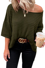Load image into Gallery viewer, Beige Textured Knit Drop Shoulder Short Sleeve Sweater - Fashion Queen -  15
