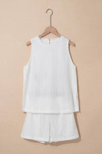Load image into Gallery viewer, Beige Textured Knit Tank Top and Drawstring Shorts Set - Fashion Queen -  10
