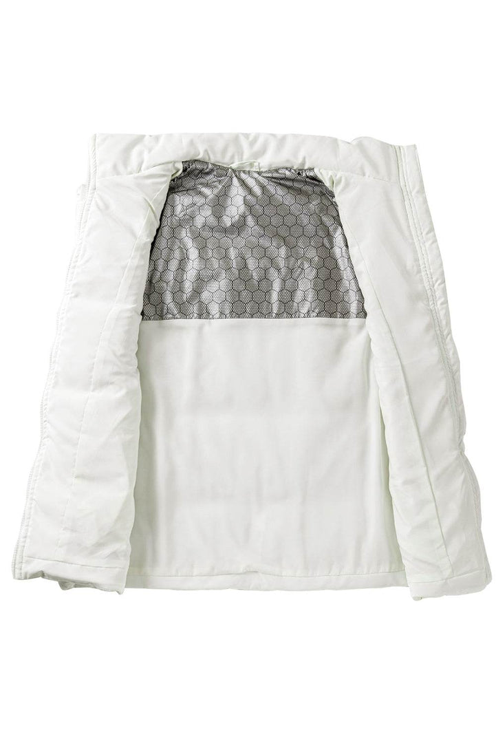 Beige Zipper Stand Neck Oversized Puffer Vest - Fashion Queen -  15