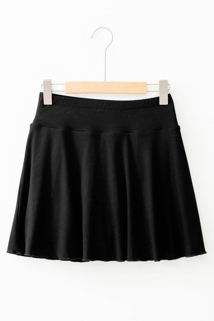 Black A-line Draped High Waist Phone Pocket Lined Skort - Fashion Queen -  7