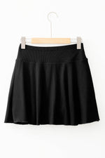 Load image into Gallery viewer, Black A-line Draped High Waist Phone Pocket Lined Skort - Fashion Queen -  8
