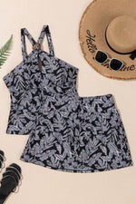 Load image into Gallery viewer, Black Abstract Printed Buckle Crossed Straps Skirted Tankini 2pcs Swimsuit - Fashion Queen -  12
