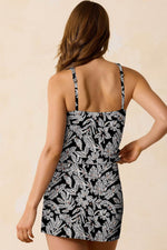 Load image into Gallery viewer, Black Abstract Printed Buckle Crossed Straps Skirted Tankini 2pcs Swimsuit - Fashion Queen -  9
