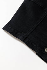 Load image into Gallery viewer, Black Acid Wash Buttoned Cropped Slim Denim Tank Top - Fashion Queen -  8
