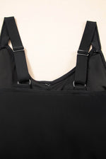 Load image into Gallery viewer, Black Adjustable Straps Cutout Ruched Knot Slit One Piece Swim Dress - Fashion Queen -  6
