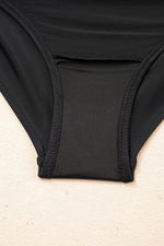 Load image into Gallery viewer, Black Adjustable Straps Cutout Ruched Knot Slit One Piece Swim Dress - Fashion Queen -  8

