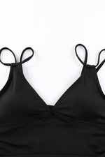Load image into Gallery viewer, Black Adjustable Straps Ribbed Knit One Piece Swimsuit - Fashion Queen -  10
