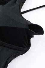 Load image into Gallery viewer, Black Adjustable Straps Ribbed Knit One Piece Swimsuit - Fashion Queen -  12
