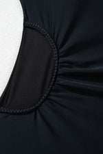 Load image into Gallery viewer, Black Asymmetric Ruffle Shoulder Pleated One Piece Swimsuit - Fashion Queen -  14
