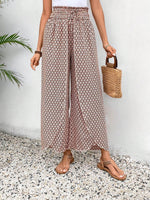 Load image into Gallery viewer, Black Bohemian Print Slit Wide Leg Smocked High Waist Pants - Fashion Queen -  9
