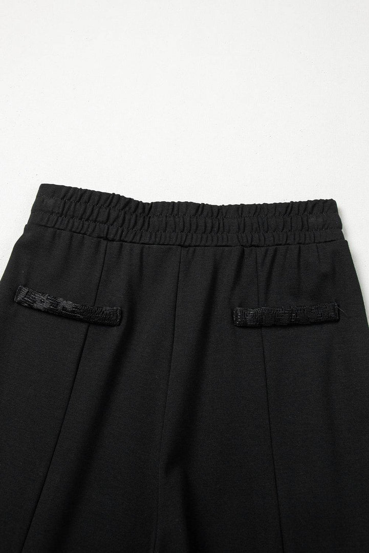 Black Boho Lace Patchwork Wide Leg High Waist Pants - Fashion Queen -  10