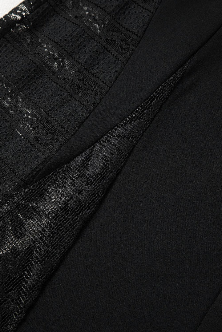 Black Boho Lace Patchwork Wide Leg High Waist Pants - Fashion Queen -  12