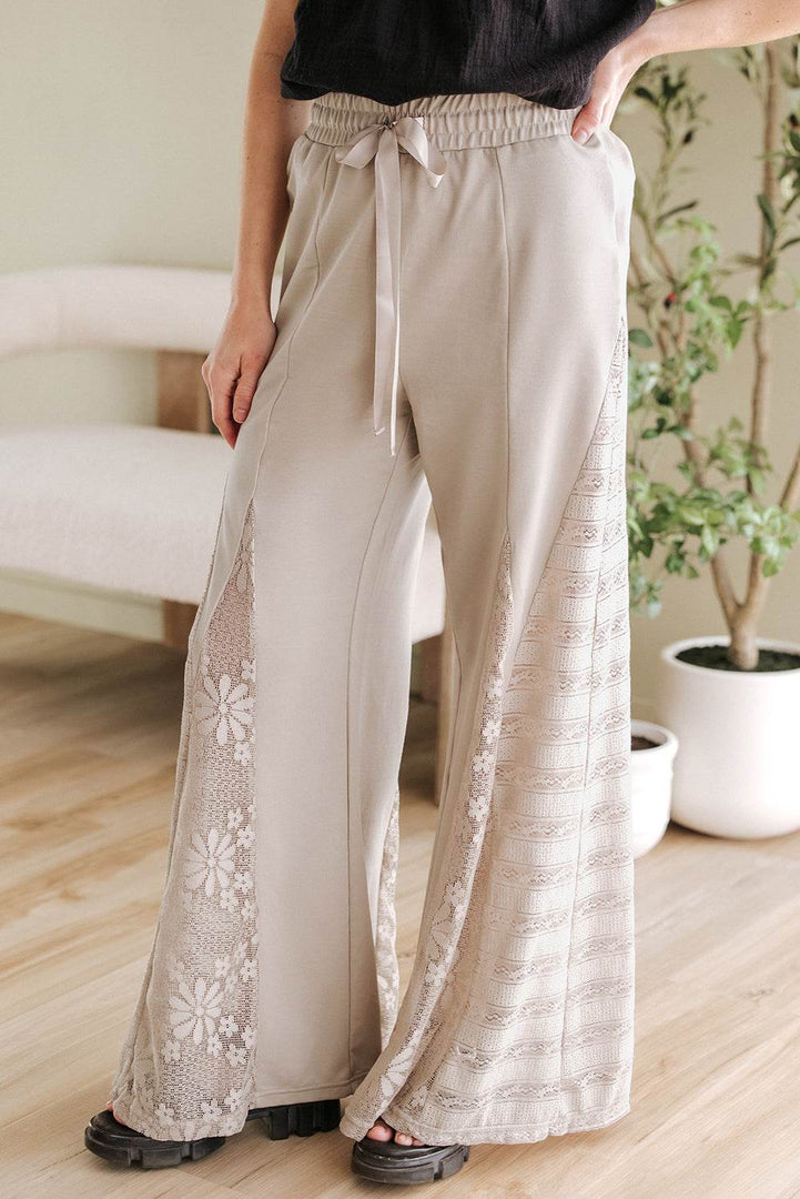 Black Boho Lace Patchwork Wide Leg High Waist Pants - Fashion Queen -  17