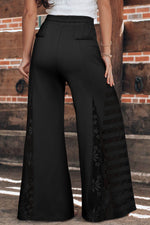 Load image into Gallery viewer, Black Boho Lace Patchwork Wide Leg High Waist Pants - Fashion Queen -  2
