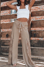 Load image into Gallery viewer, Black Boho Lace Patchwork Wide Leg High Waist Pants - Fashion Queen -  23
